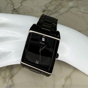 Guess Men’s Genuine Diamond Black Rectangular Bracelet Watch – NEW w/ Tag